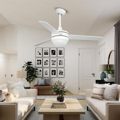 Misty Valley 50in. Modern White Ceiling Fan with Light, Remote Control Quiet Reversible Motor Ceiling Fan For Patio Living Room,