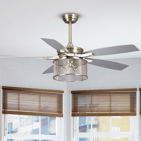 Misty Valley 52in. Modern Glam Brushed Nickel Crystal Ceiling Fan with Light Kit and Remote Control