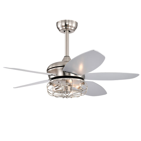 Misty Valley 52in. Industrial Brush Nickel Ceiling Fans with Light,Remote Control Ceiling Fan with for Living Room