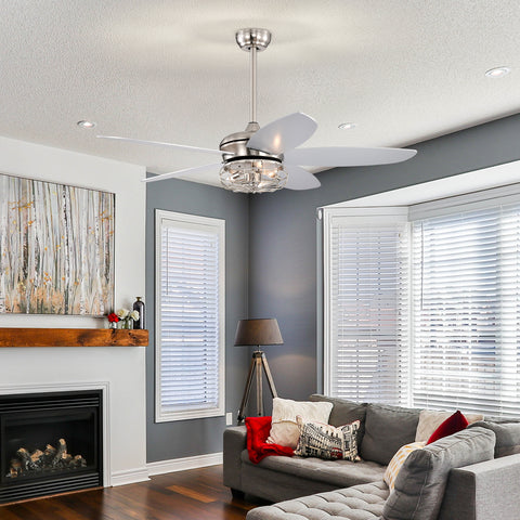 Misty Valley 52in. Industrial Brush Nickel Ceiling Fans with Light,Remote Control Ceiling Fan with for Living Room