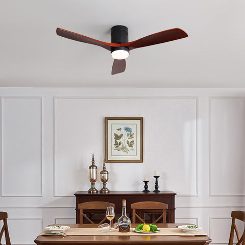 Misty Valley Modern 52in. Matte Black Ceiling Fan with Lights,Remote Control, Outdoor Wood Ceiling Fan , Noiseless Reversible DC Motor for Patio,Living Room, Bedroom