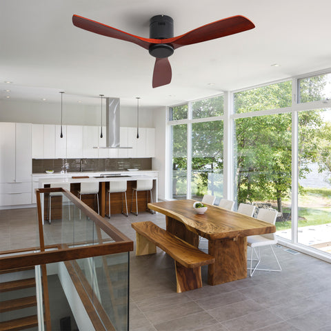 Misty Valley 52in. Matte Black Indoor Ceiling Fan with Light,Outdoor Wood Ceiling Fan Quite Reversible DC Motor for Patio