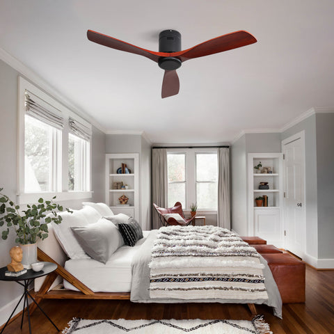 Misty Valley 52in. Matte Black Indoor Ceiling Fan with Light,Outdoor Wood Ceiling Fan Quite Reversible DC Motor for Patio
