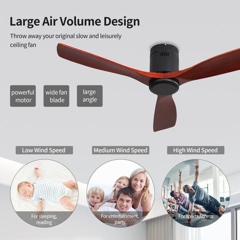 Misty Valley 52in. Matte Black Indoor Ceiling Fan with Light,Outdoor Wood Ceiling Fan Quite Reversible DC Motor for Patio