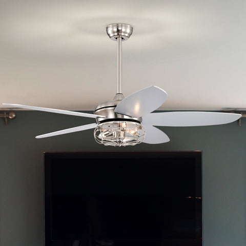 Misty Valley 52in. Industrial Brush Nickel Ceiling Fans with Light,Remote Control Ceiling Fan with for Living Room