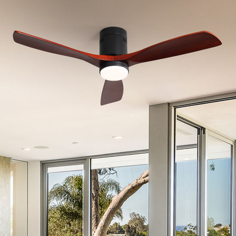 Misty Valley Modern 52in. Matte Black Ceiling Fan with Lights,Remote Control, Outdoor Wood Ceiling Fan , Noiseless Reversible DC Motor for Patio,Living Room, Bedroom