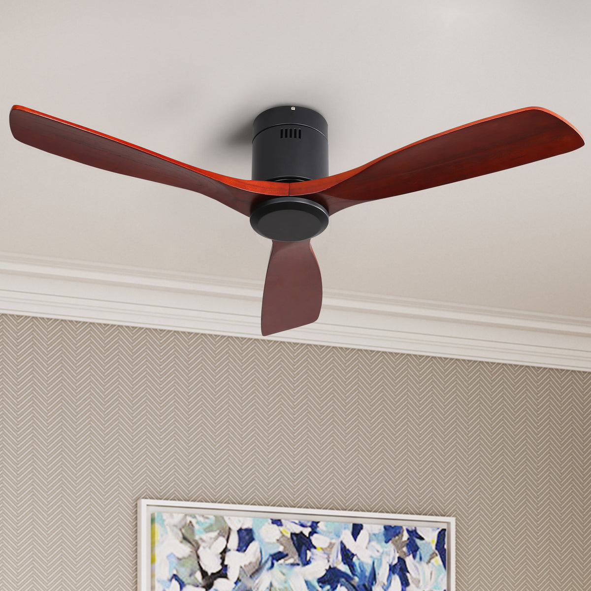 Misty Valley 52in. Matte Black Indoor Ceiling Fan with Light,Outdoor Wood Ceiling Fan Quite Reversible DC Motor for Patio