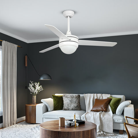 Misty Valley 50in. Modern White Ceiling Fan with Light, Remote Control Quiet Reversible Motor Ceiling Fan For Patio Living Room,