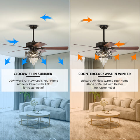 Misty Valley 52in. Industrial Black Ceiling Fan with Light, Remote Control,Wood Ceiling Fan for Living Room