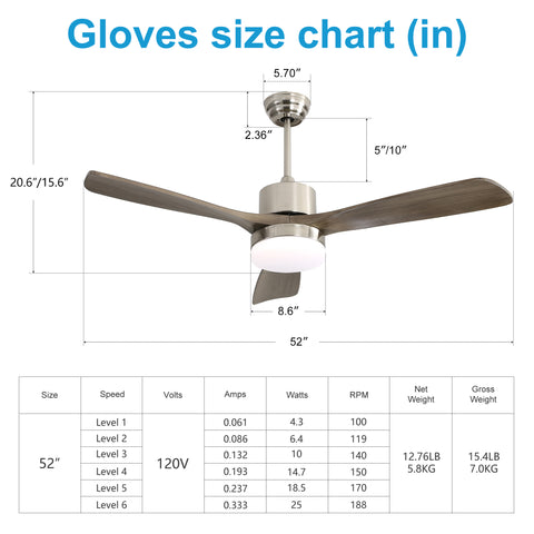 Misty Valley 52in. Remote Control Modern Ceiling Fan with Light, Noiseless Reversible DC Motor for Patio,Living Room, Bedroom