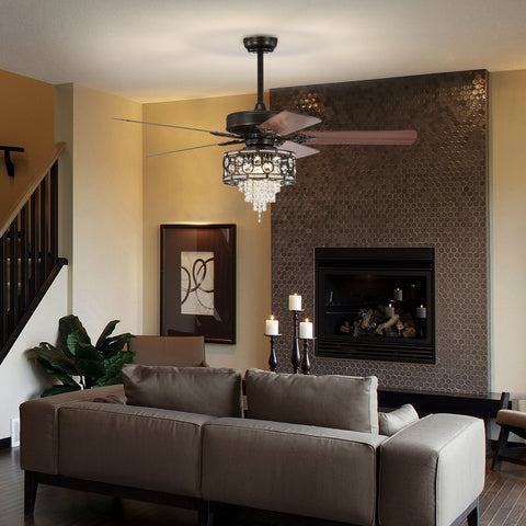 Misty Valley 52in. Industrial Black Ceiling Fan with Light, Remote Control,Wood Ceiling Fan for Living Room
