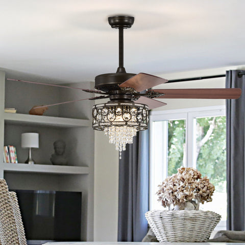 Misty Valley 52in. Industrial Black Ceiling Fan with Light, Remote Control,Wood Ceiling Fan for Living Room