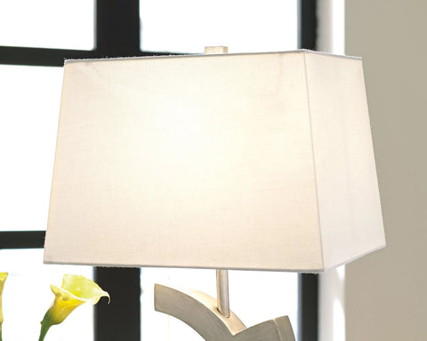 Misty Valley Amayeta Silver Finish Contemporary Table Lamp (Set of 2)