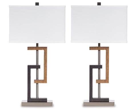 Misty Valley Syler Brown+Silver Finish Contemporary Table Lamp (Set of 2)