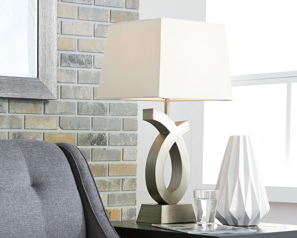 Misty Valley Amayeta Silver Finish Contemporary Table Lamp (Set of 2)