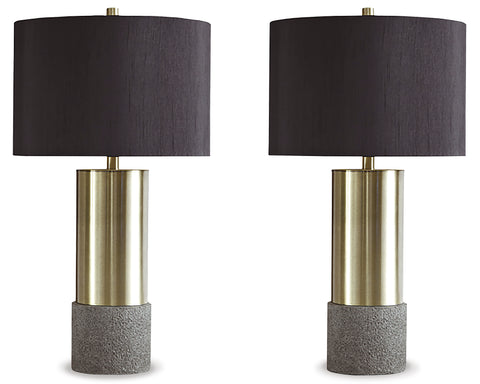 Misty Valley Jacek Gray+Brass Finish Contemporary Table Lamp (Set of 2)