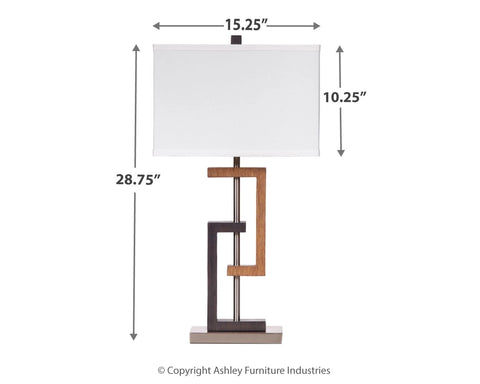 Misty Valley Syler Brown+Silver Finish Contemporary Table Lamp (Set of 2)