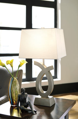 Misty Valley Amayeta Silver Finish Contemporary Table Lamp (Set of 2)