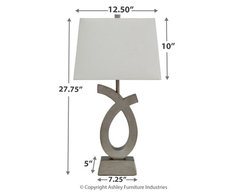 Misty Valley Amayeta Silver Finish Contemporary Table Lamp (Set of 2)