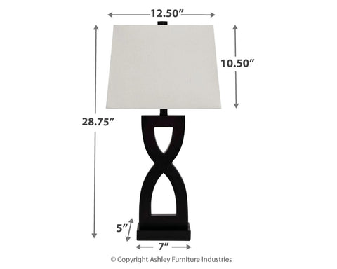 Misty Valley Ashley Amasai Black Contemporary Table Lamp (Set of 2)
