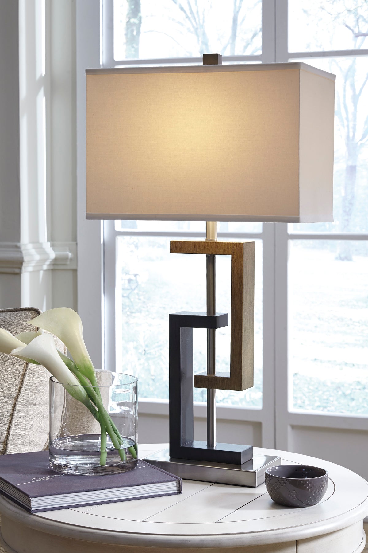 Misty Valley Syler Brown+Silver Finish Contemporary Table Lamp (Set of 2)