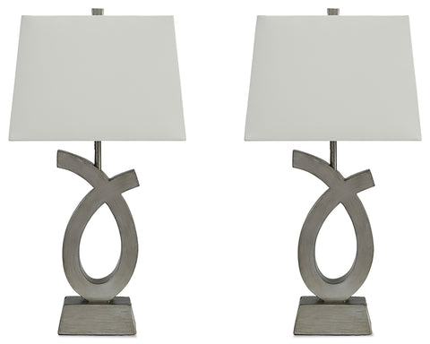 Misty Valley Amayeta Silver Finish Contemporary Table Lamp (Set of 2)