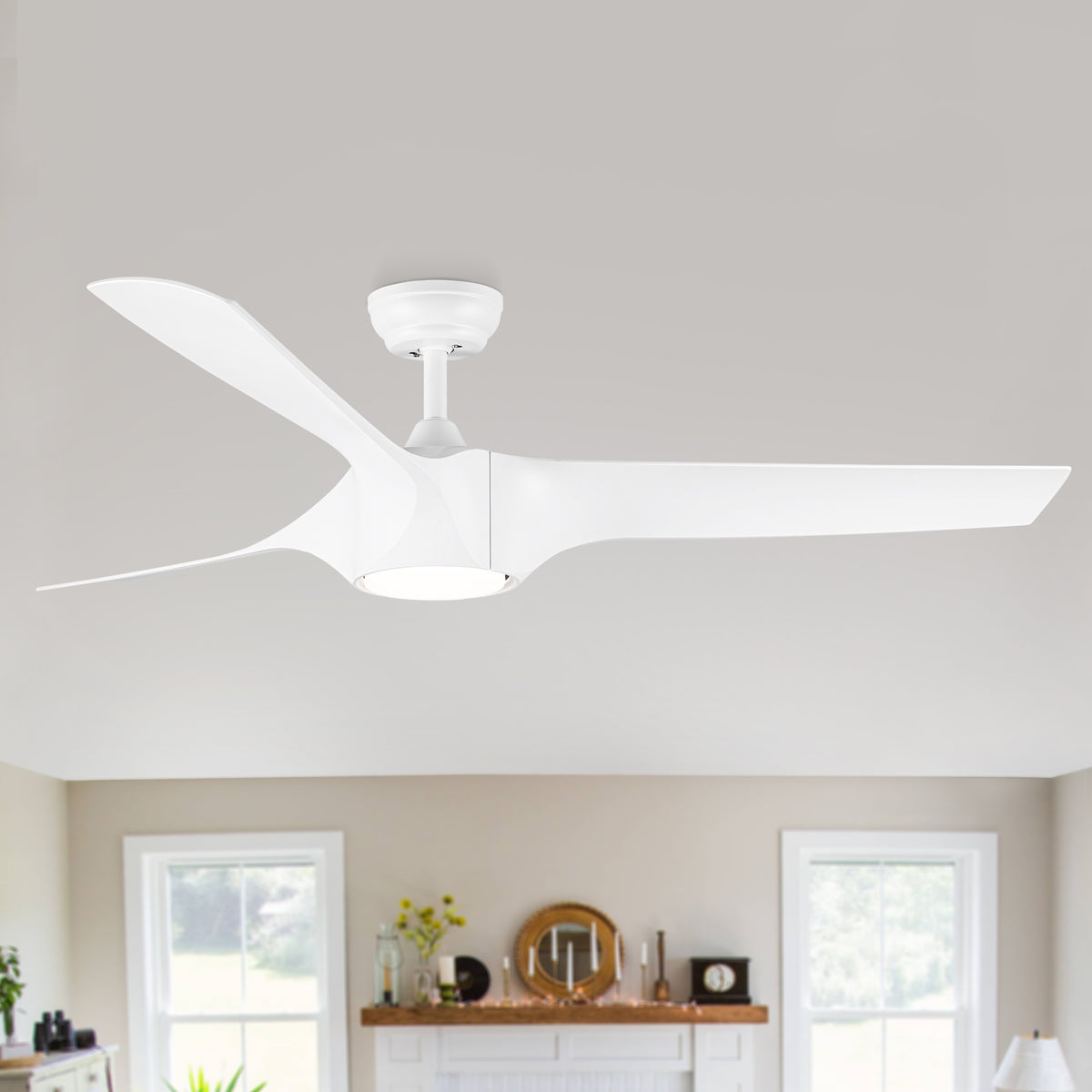 Misty Valley 56in.LED Modern White Ceiling Fan with Light, Color Changing with Lastest DC Motor