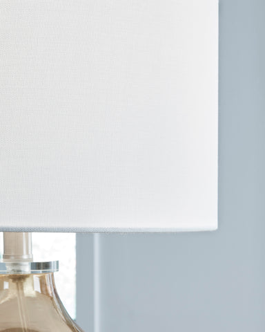 Misty Valley Lemmitt Transparent Amber Contemporary Drum Hardback Fabric Shade Table Lamp