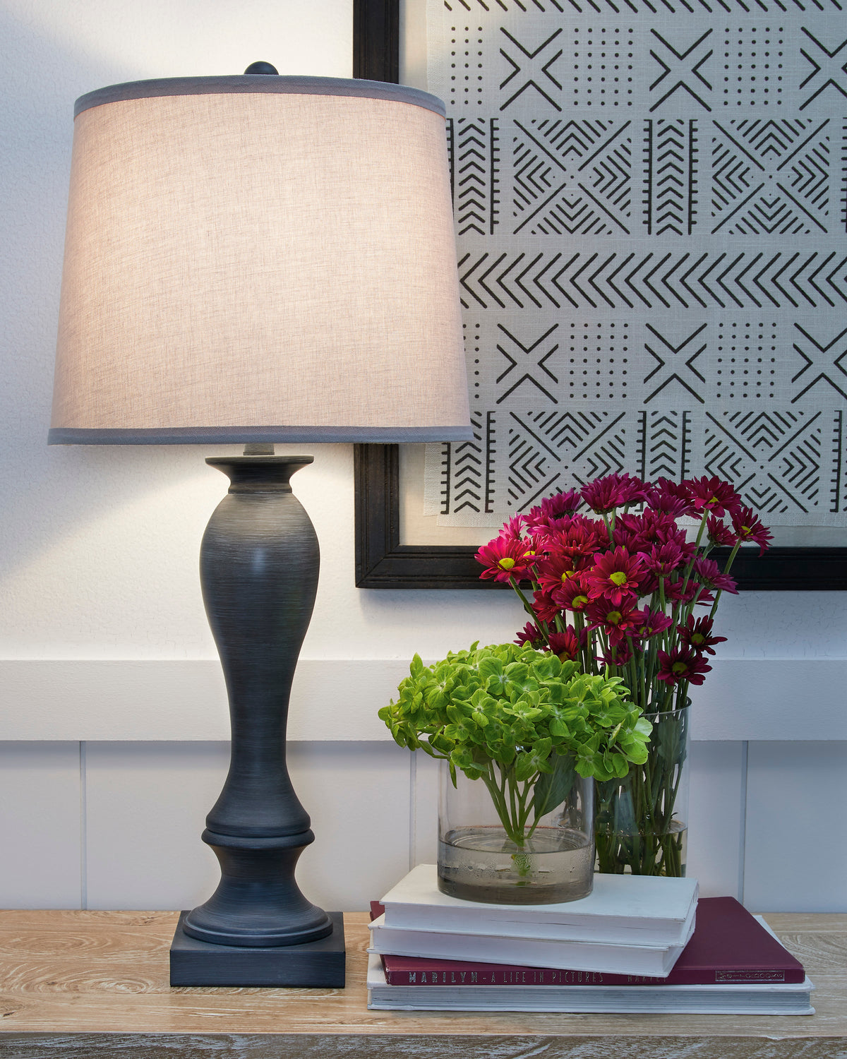 Misty Valley Modern Samland Gray Blue Traditional Table Lamp (Set of 2)