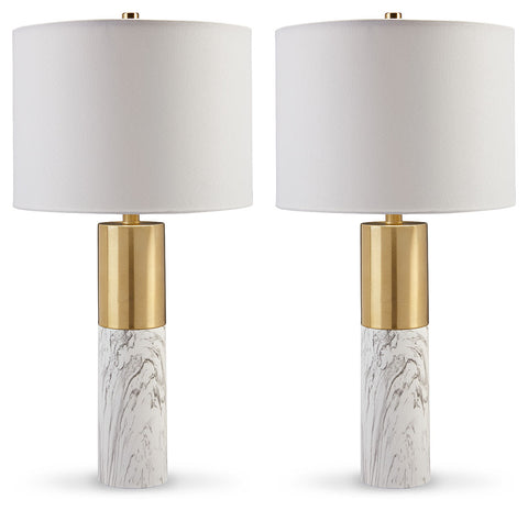 Misty Valley Samney Gold Finish/White Contemporary Table Lamp (Set of 2)