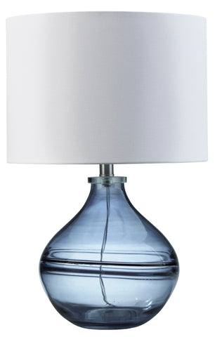 Misty Valley Lemmitt Art Glass With Crystal Drum Navy Contemporary Table Lamp