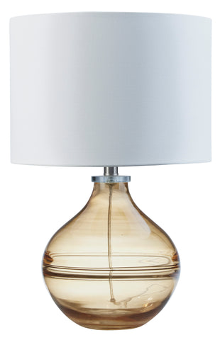 Misty Valley Lemmitt Transparent Amber Contemporary Drum Hardback Fabric Shade Table Lamp
