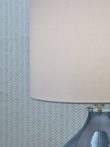 Misty Valley Lemmitt Art Glass With Crystal Drum Navy Contemporary Table Lamp