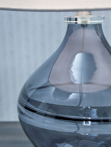 Misty Valley Lemmitt Art Glass With Crystal Drum Navy Contemporary Table Lamp