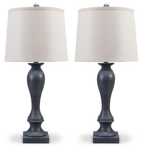 Misty Valley Modern Samland Gray Blue Traditional Table Lamp (Set of 2)