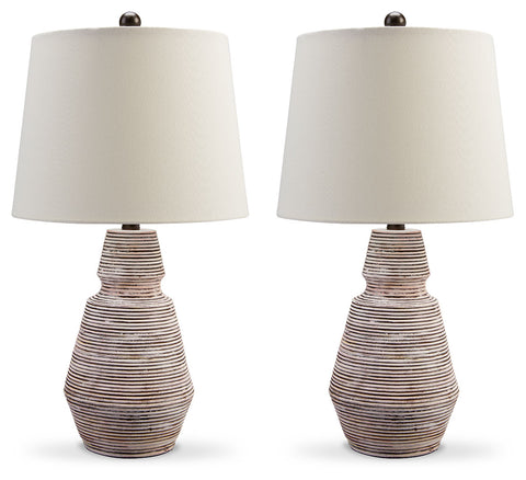 Misty Valley Jairburns Brick Red/White Casual Table Lamp (Set of 2)