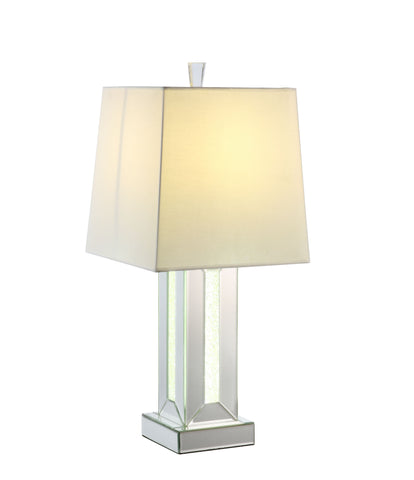 Misty Valley Noralie Modern Glam Classic Drum Shaped Shade Table Lamp, Mirrored & Faux Stones