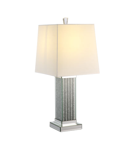 Misty Valley Noralie Cuboid Glass Base Table Lamp, Mirrored & Faux Stones