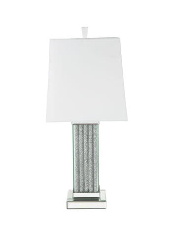 Misty Valley Noralie Cuboid Glass Base Table Lamp, Mirrored & Faux Stones
