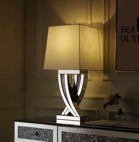 Misty Valley Noralie Modern Clear Glass Table Lamp, Mirrored & Faux Diamonds