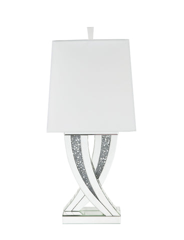 Misty Valley Noralie Modern Clear Glass Table Lamp, Mirrored & Faux Diamonds