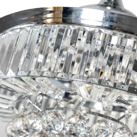 Misty Valley 42in. Bellini Glam Chrome Crystal 3-Blade LED Retractable Ceiling Fan with Remote Control