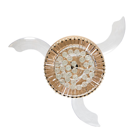 Misty Valley 42in. Bellini Glam French Gold Crystal 3-Blade LED Retractable Ceiling Fan with Remote Control