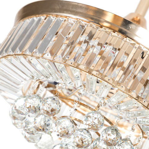 Misty Valley 42in. Bellini Glam French Gold Crystal 3-Blade LED Retractable Ceiling Fan with Remote Control
