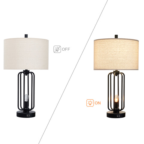 Misty Valley Modern Industrial Matte Black Metal USB Table Lamp (Set of 2)