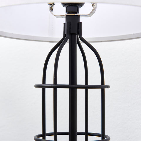 Misty Valley Modern Industial Cage Style Matte Black Metal USB Table Lamp (Set of 2)