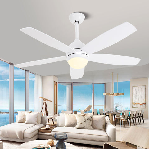 Misty Valley 52in. White Quiet DC Motor Ceiling Fan and Light,  Modern 6-Speed Remote Control Ceiling Fan