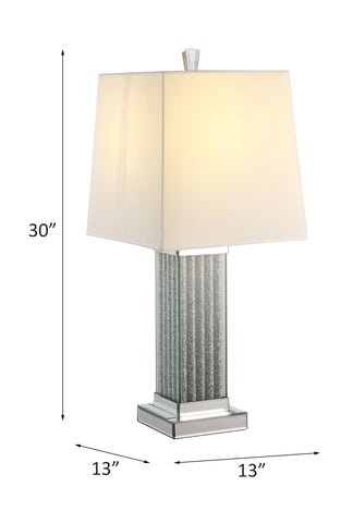 Misty Valley Noralie Cuboid Glass Base Table Lamp, Mirrored & Faux Stones