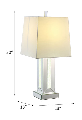 Misty Valley Noralie Modern Glam Classic Drum Shaped Shade Table Lamp, Mirrored & Faux Stones