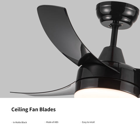 Misty Valley 42in. Matte Black Modern Ceiling Fan with Integrated LED Light, Remote Control